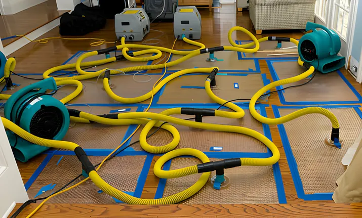 Advanced Drying System Set Up by KKRestore for Efficient Water Damage Restoration